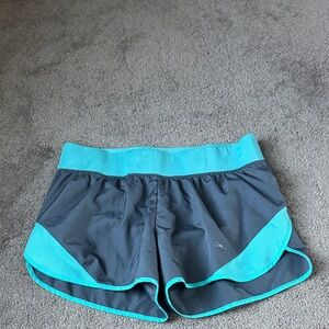 Crane Quick Dry Running Athletic Shorts Gray Aqua Blue SIZE L